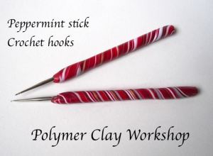 polymer clay peppermint crochet hooks